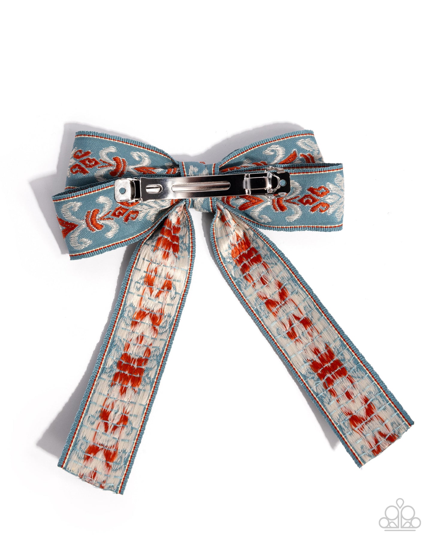 Printed Parlor - Blue, Red and White Hair Bow Clip - Paparazzi Accessories