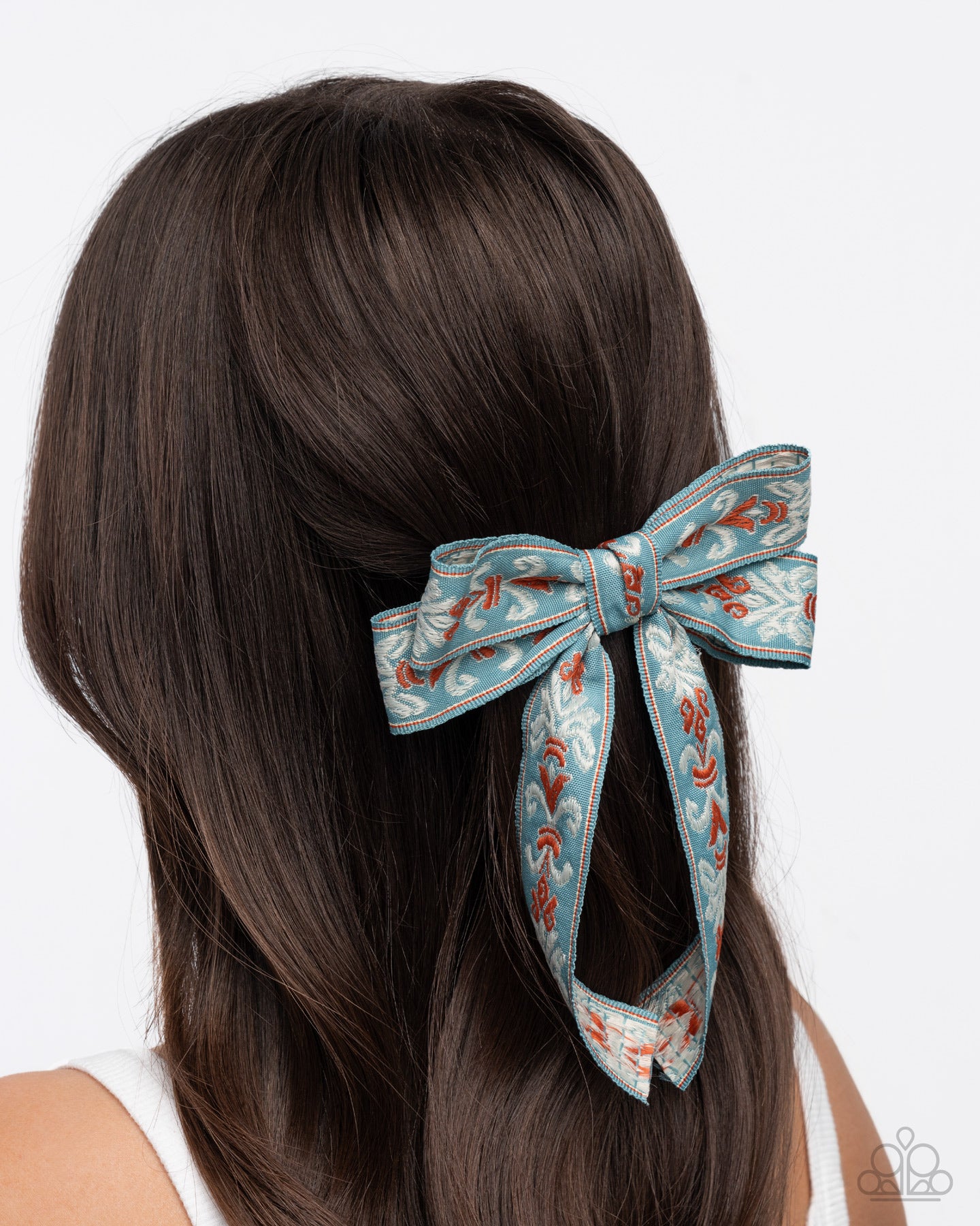 Printed Parlor - Blue, Red and White Hair Bow Clip - Paparazzi Accessories
