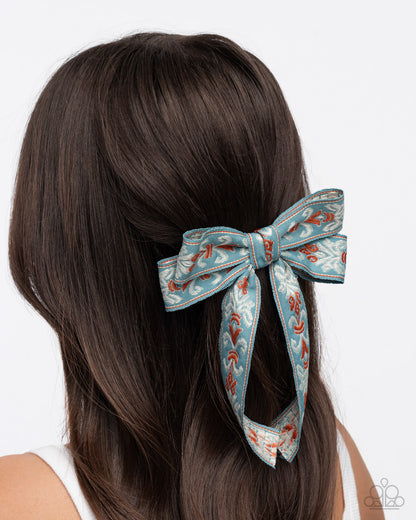 Printed Parlor - Blue, Red and White Hair Bow Clip - Paparazzi Accessories