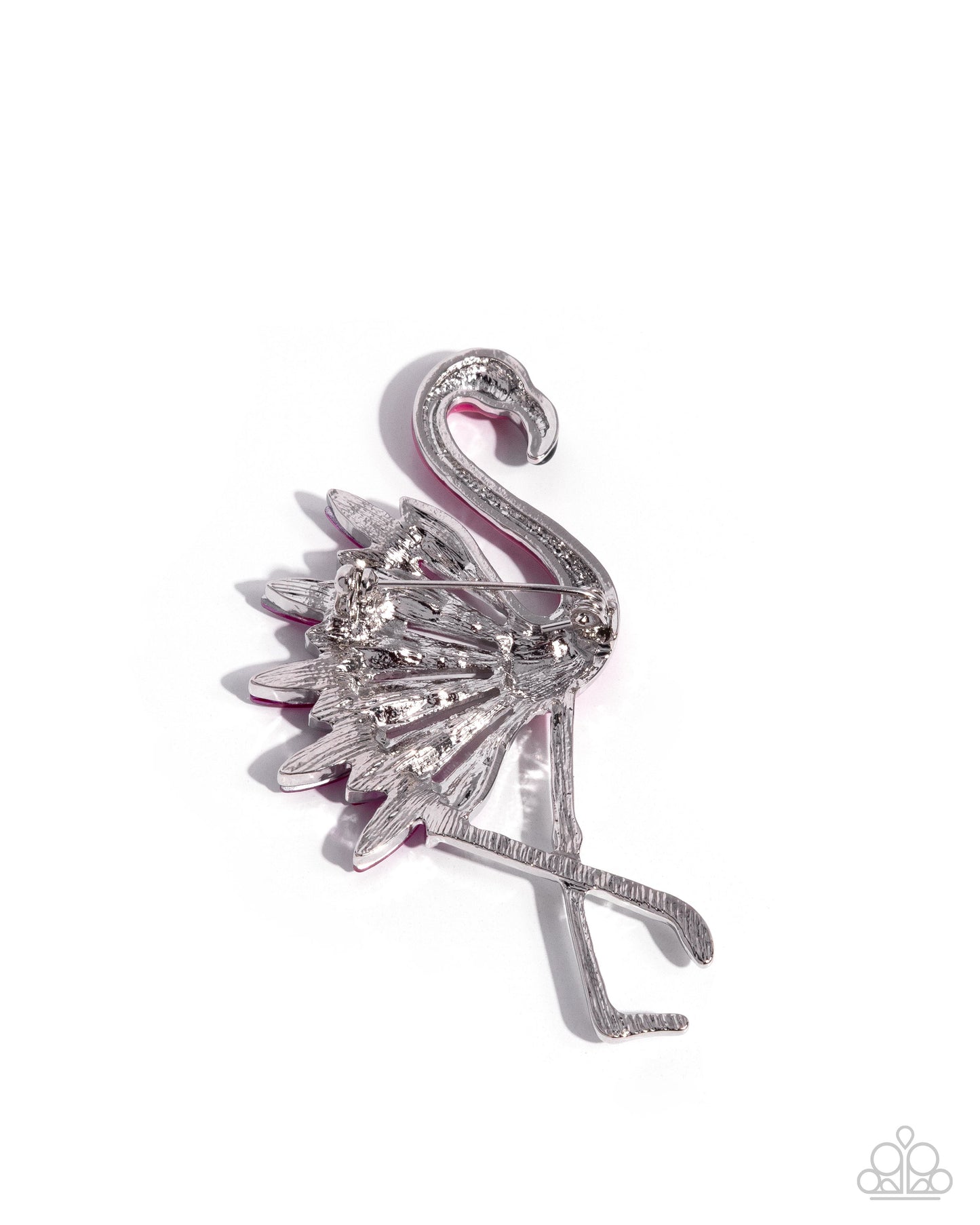 Frenetic Flamingo - Pink Enamel & Rhinestone Silver Brooch - Paparazzi Accessories