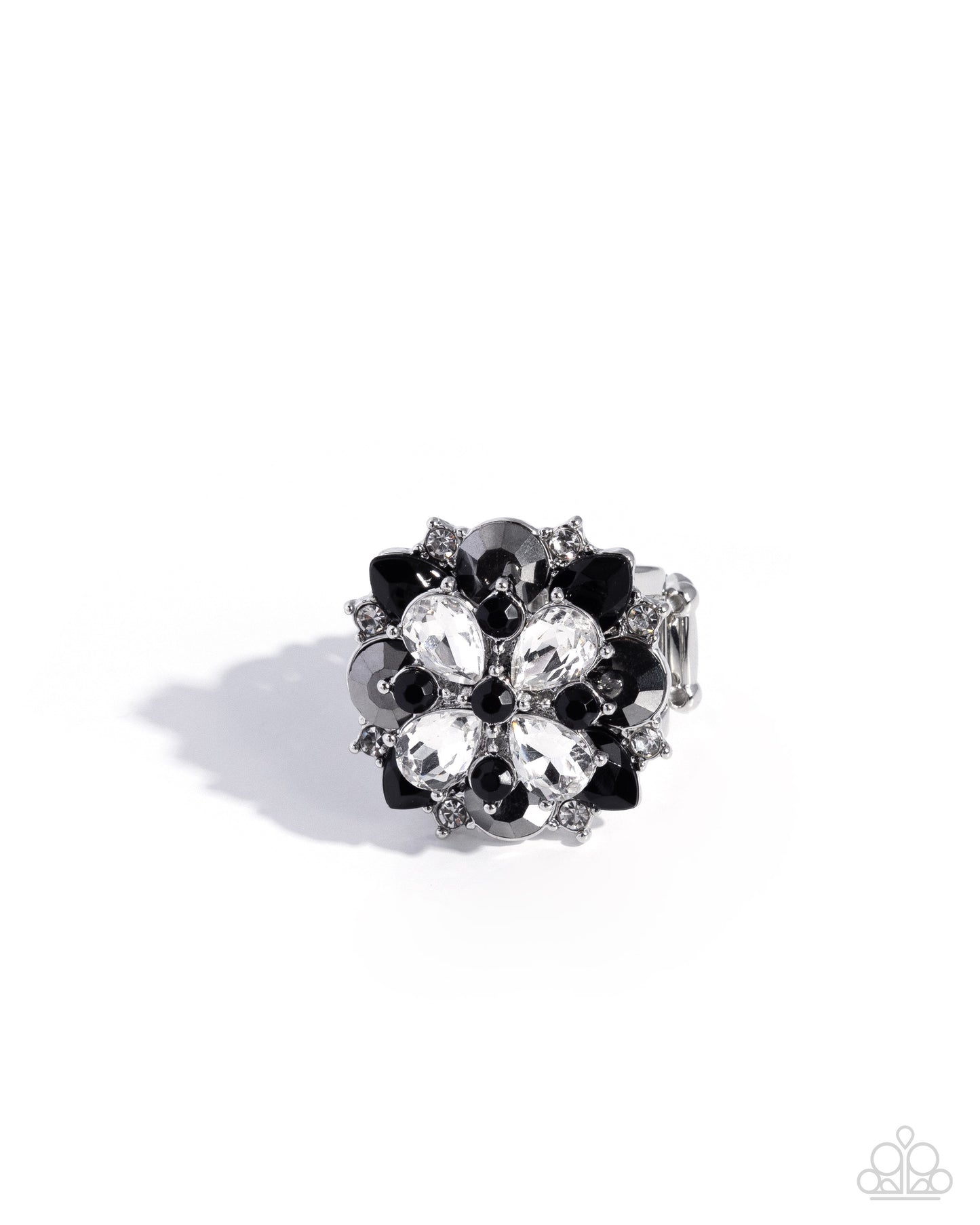 Full Potential - Black Rhinestone Silver Ring - Paparazzi Accessories