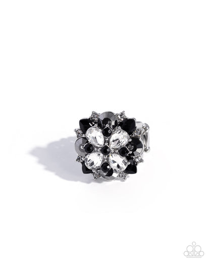Full Potential - Black Rhinestone Silver Ring - Paparazzi Accessories