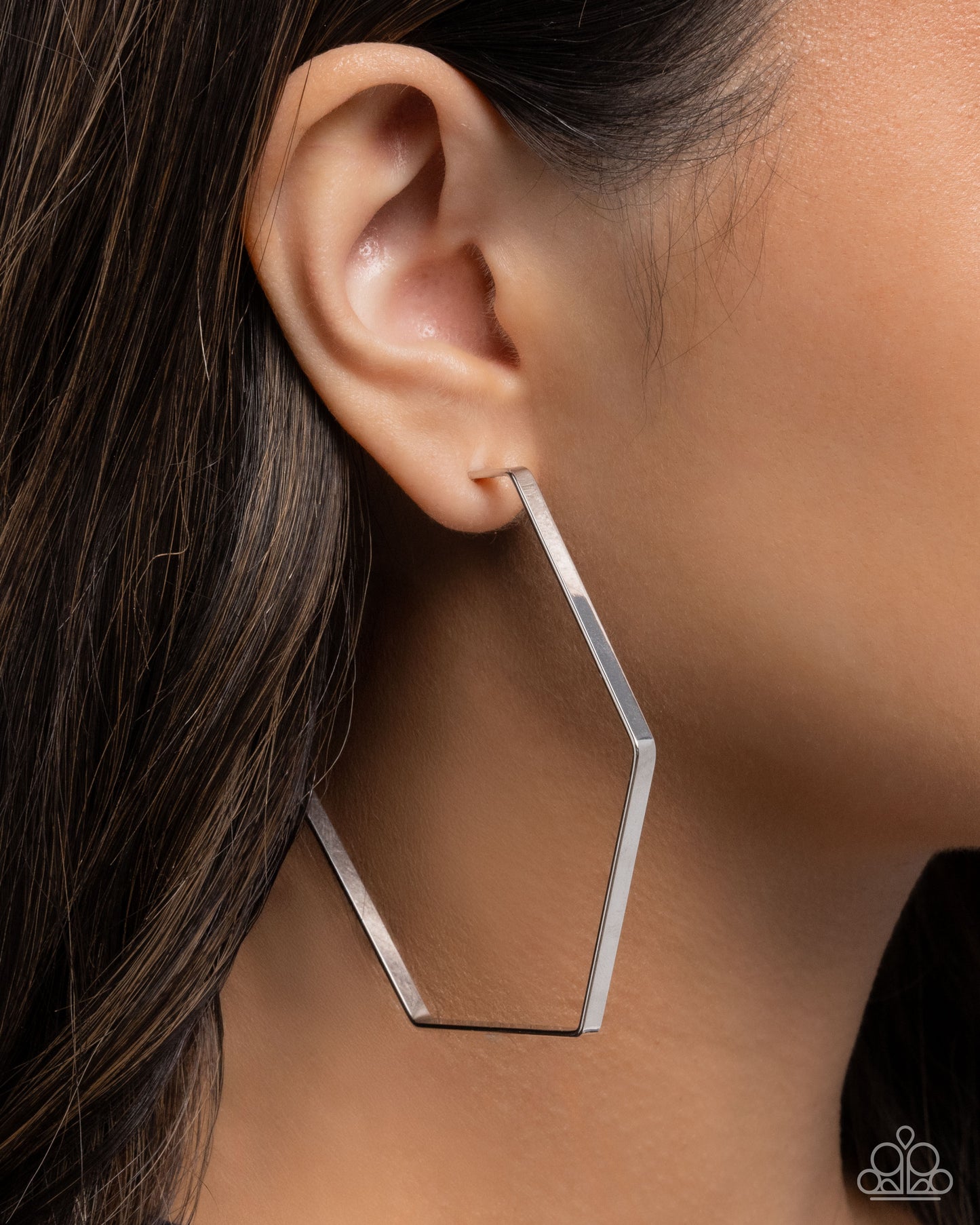 Handcrafted Hexagons - Silver Hoop Earrings - Paparazzi Accessories
