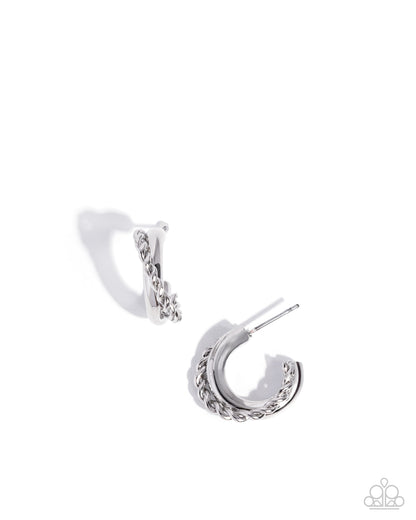 Deluxe Duo - Silver Hoope Earrings - Paparazzi Accessories