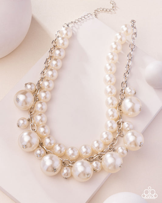 Sophisticated to the Max - White Pearl Silver Necklace - Paparazzi Accessories
