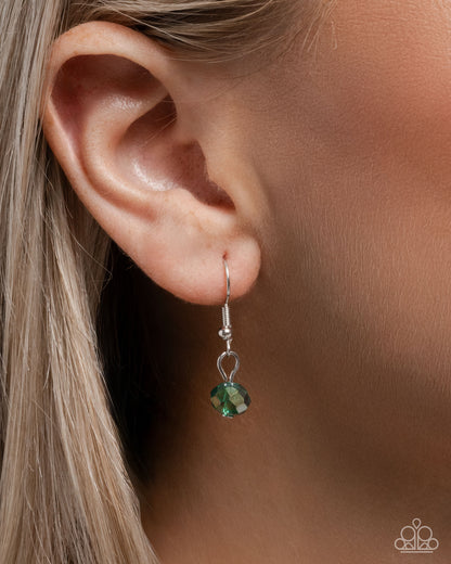 Fluttering Fanfare - Green UV-Shimmery Beaded, Silver Necklace - Paparazzi Accessories