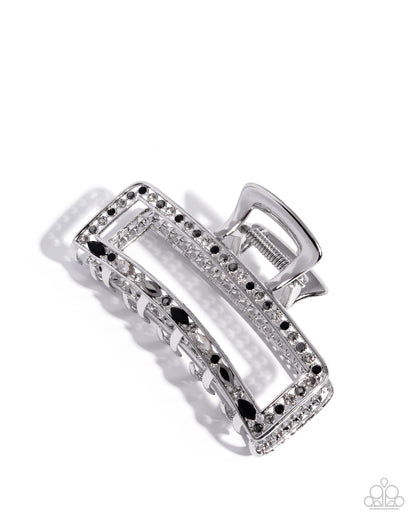 Slow It Down - Black Onyx, Smoky, Hematite Rhinestone Claw Clip - Paparazzi Accessories