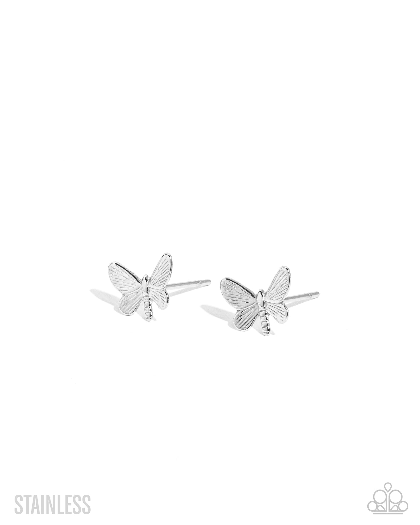 Whimsical Willpower - Silver - Stainless Steel Dragonfly Post Earrings - Paparazzi Accessories