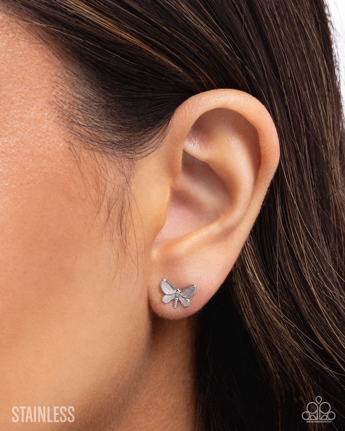 Whimsical Willpower - Silver - Stainless Steel Dragonfly Post Earrings - Paparazzi Accessories