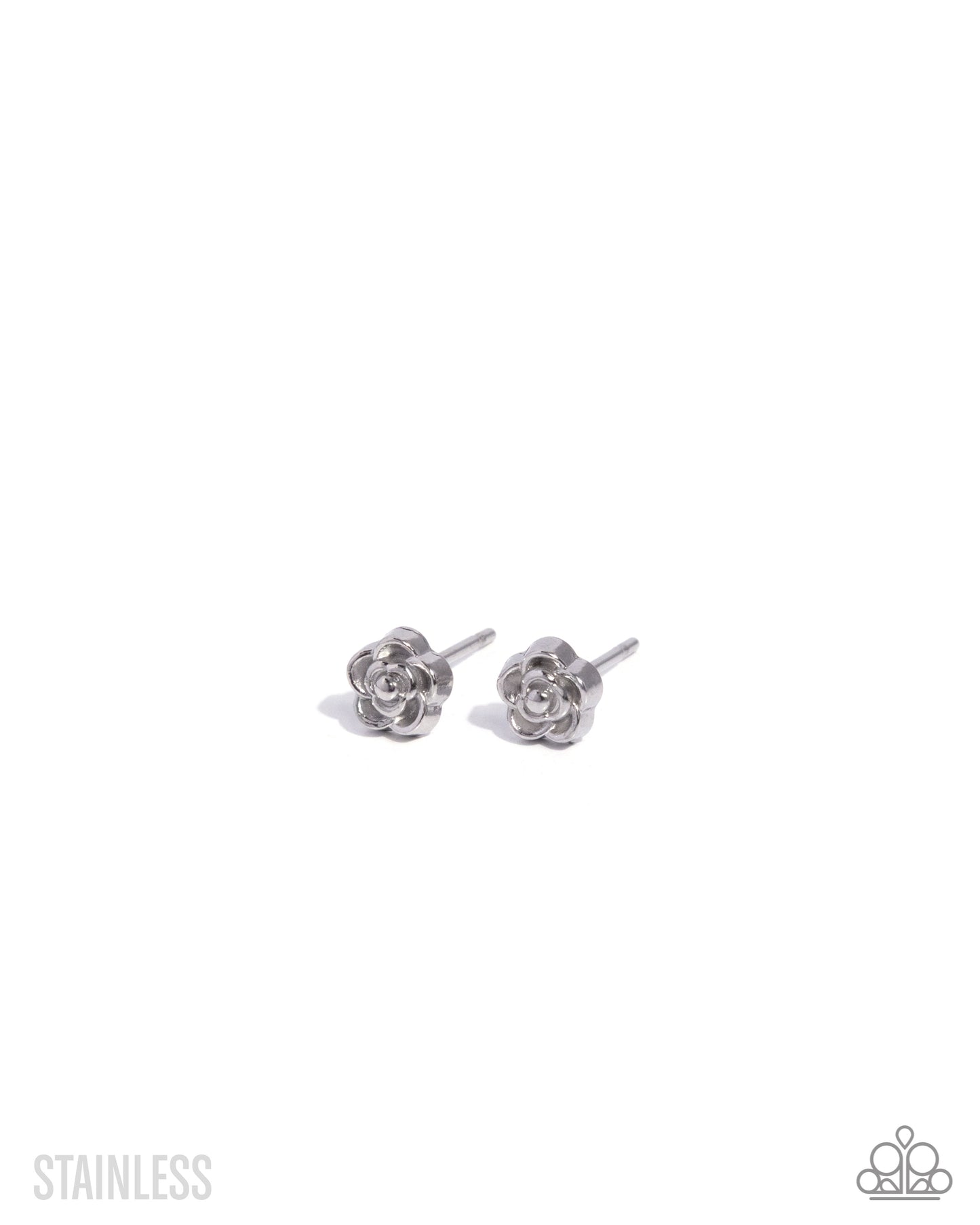 Rose Recognition - Silver - Stainless Steel Post Back Earrings - Paparazzi Accessories