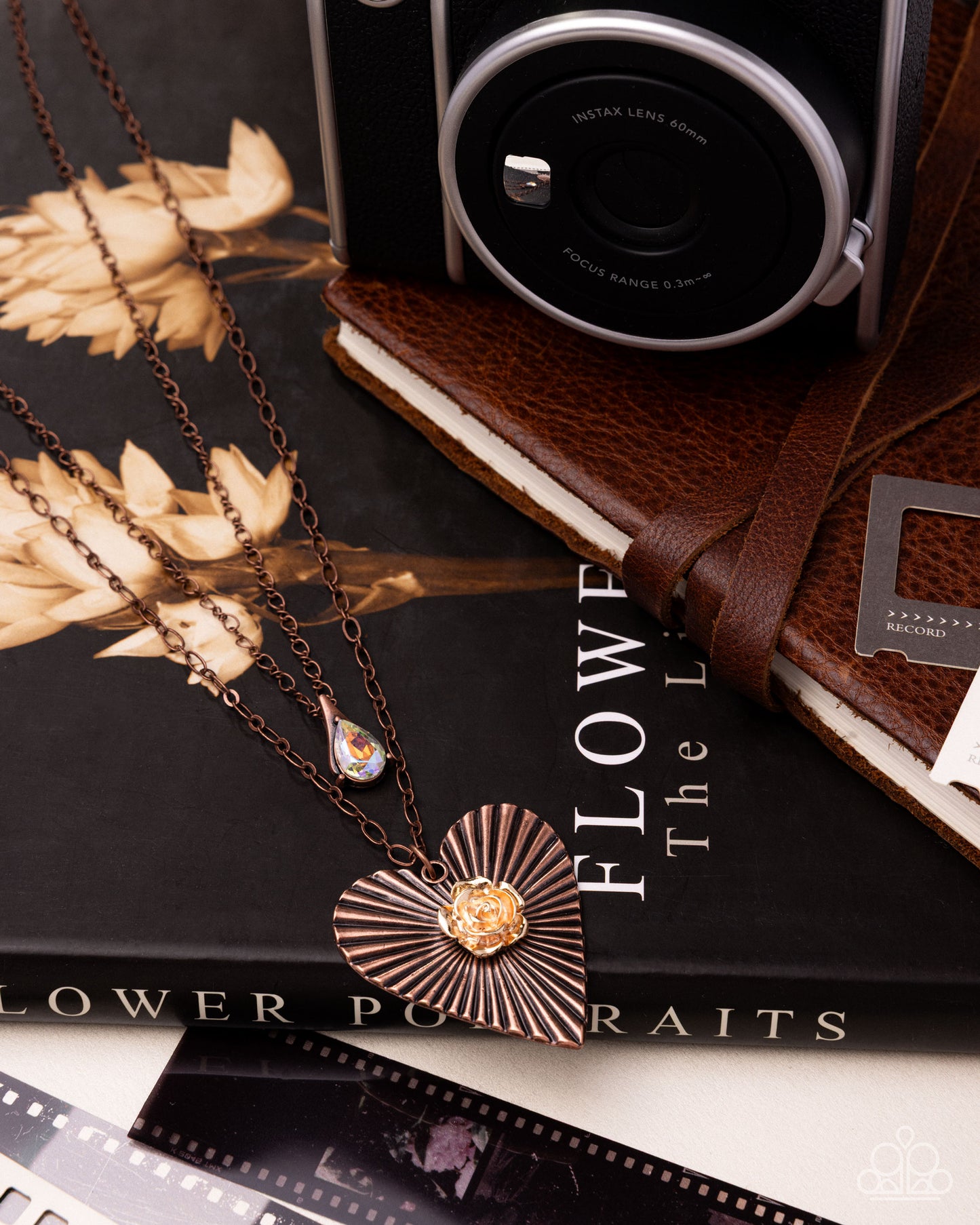 Hypnotic Hero - Copper Heart, Gole Rose Pendant Necklace - Paparazzi Accessories