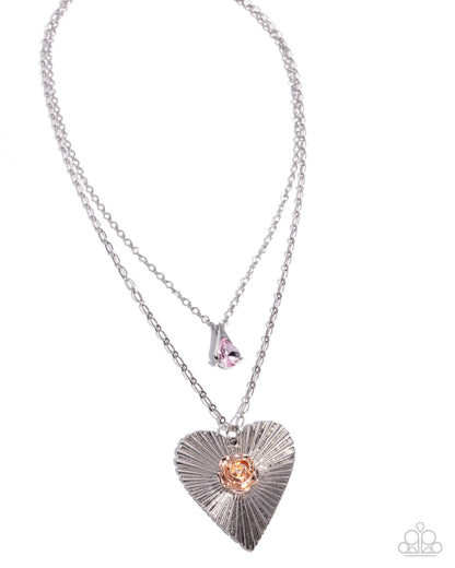 Hypnotic Hero - Pink Rhinestone Silver and Gold Necklace - Paparazzi Accessories