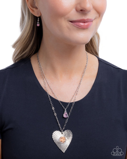 Hypnotic Hero - Pink Rhinestone Silver and Gold Necklace - Paparazzi Accessories