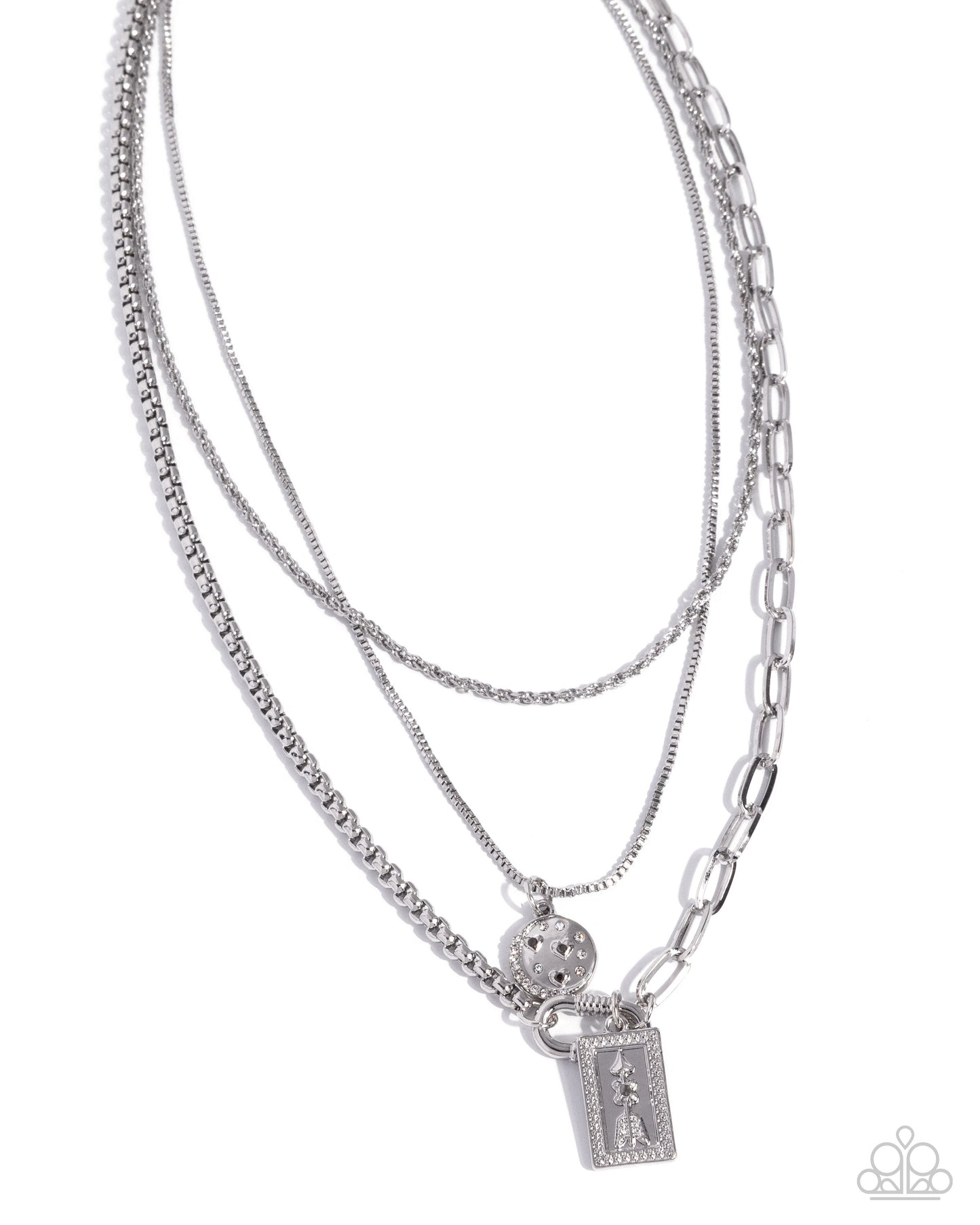 Adorable Artifact - Silver Multi Layered Necklace - Paparazzi Accessories