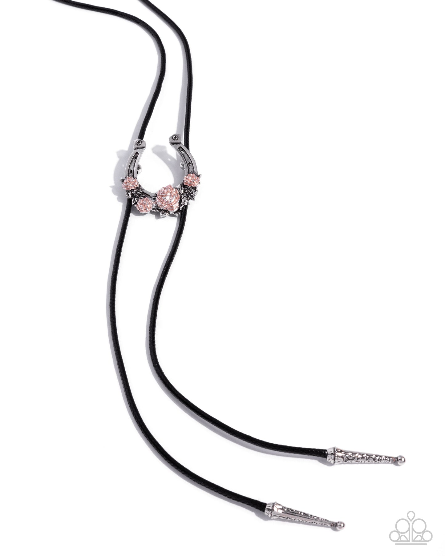 Western Wish - Black Cord, Silver Horseshoe Bolo Necklace - Paparazzi Accessories