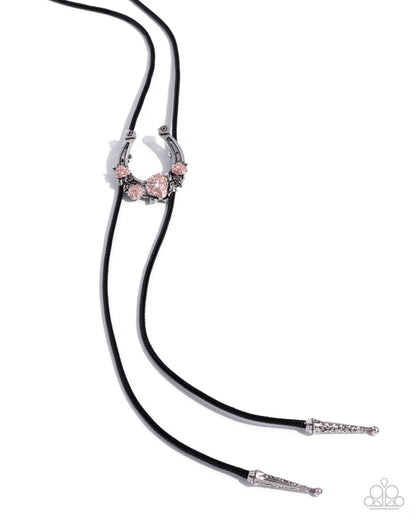 Western Wish - Black Cord, Silver Horseshoe Bolo Necklace - Paparazzi Accessories