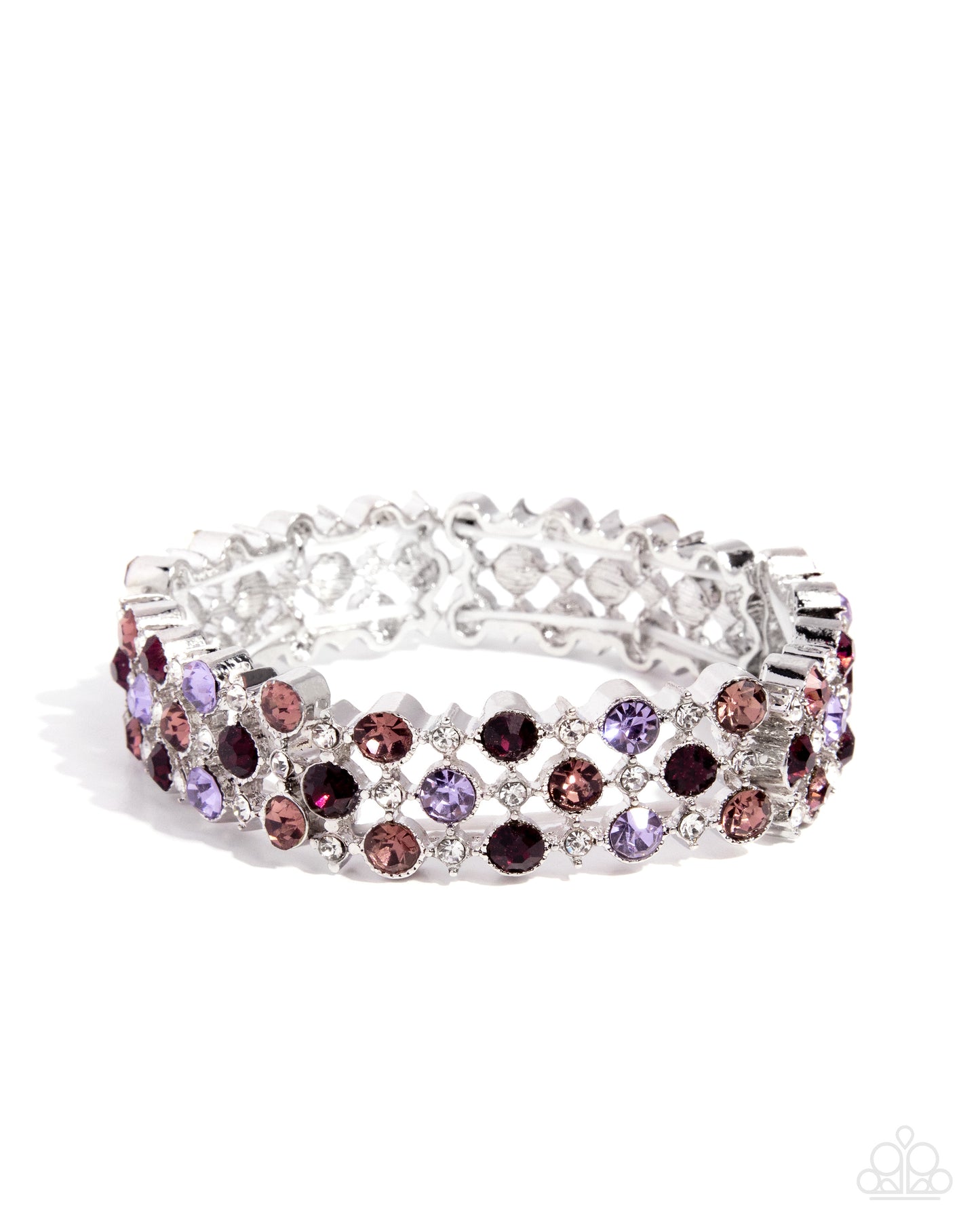Ladylike Lattice - Purple Rhinestone Stretchy Bracelet - Paparazzi Accessories