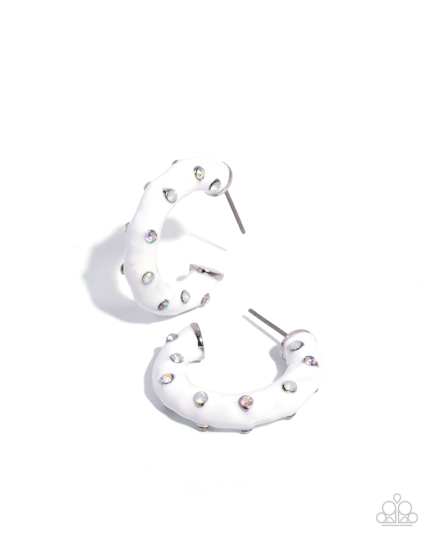 Promising Paint - Multi, Iridescent Rhinestone, White Dipped Hoop - Paparazzi Accessories