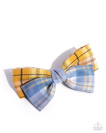 Let It BOW - Blue Plaid Hair Bow - Paparazzi Accessories