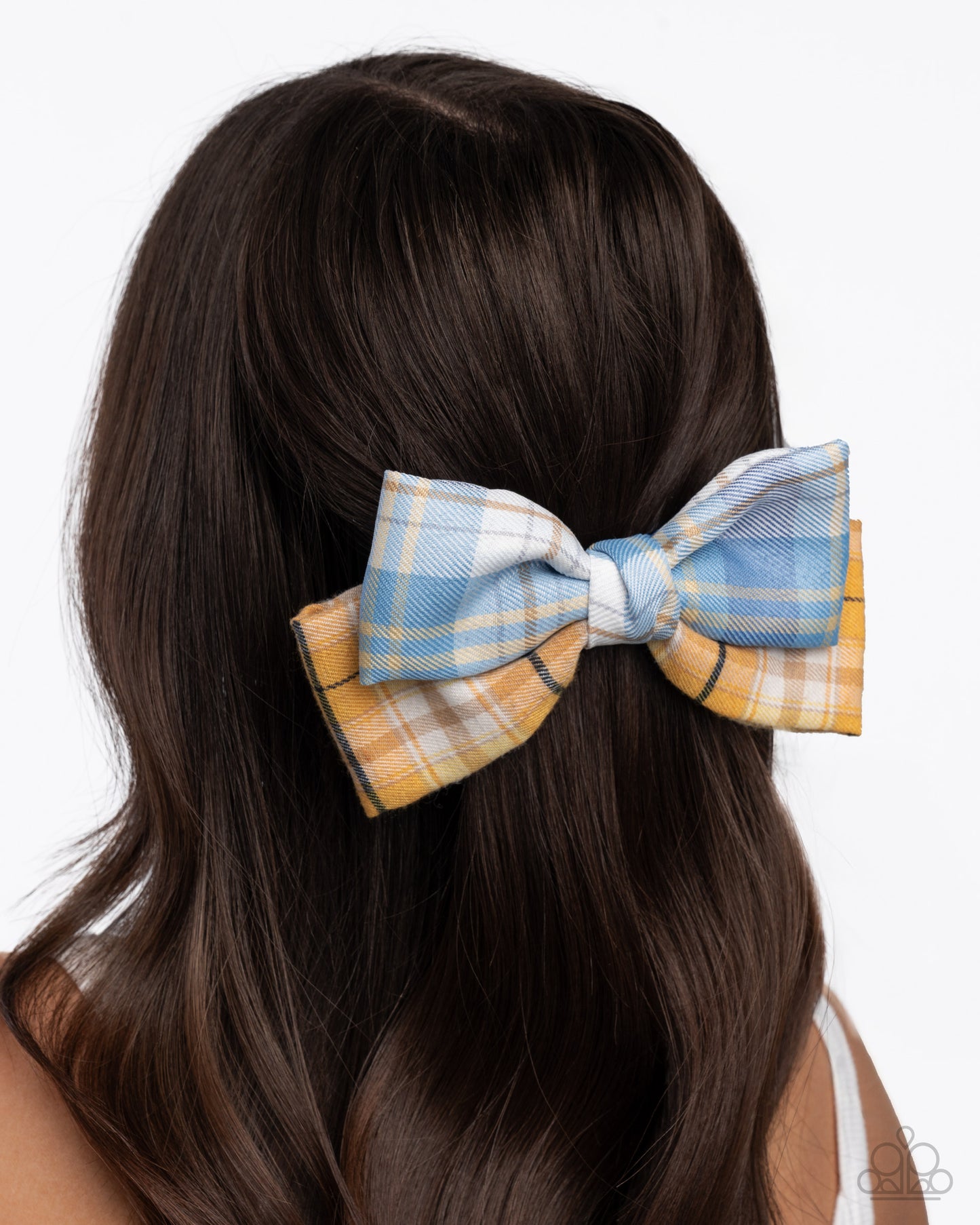 Let It BOW - Blue Plaid Hair Bow - Paparazzi Accessories