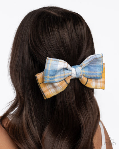 Let It BOW - Blue Plaid Hair Bow - Paparazzi Accessories