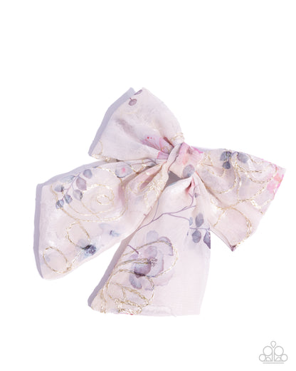 BOW Together - White Fabric Hair Clip - Paparazzi Accessories
