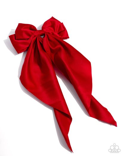 Have A BOW At It - Red Satin Hair Clip - Paparazzi Accessories