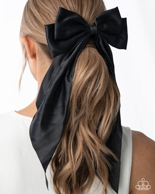 Have A BOW At It - Black Satin Hair Bow - Paparazzi Accessories