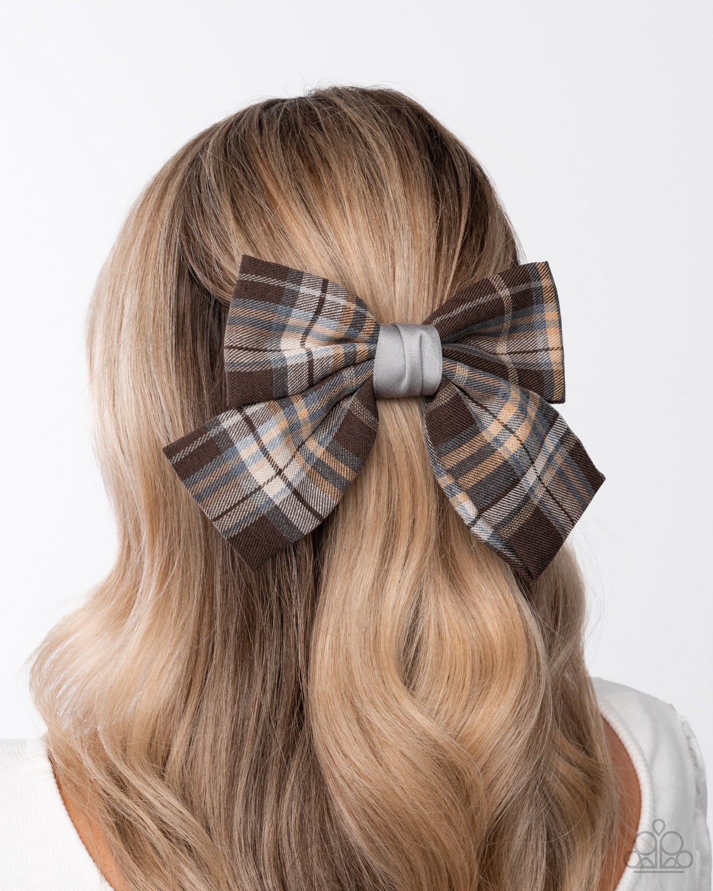 Front BOW Seat - Brown Plaid Hair Bow - Paparazzi Accessories