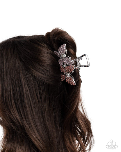 Perfect Pairing - Multi, Pink & Peach Pearl Butterfly Claw Clip - Paparazzi Accessories
