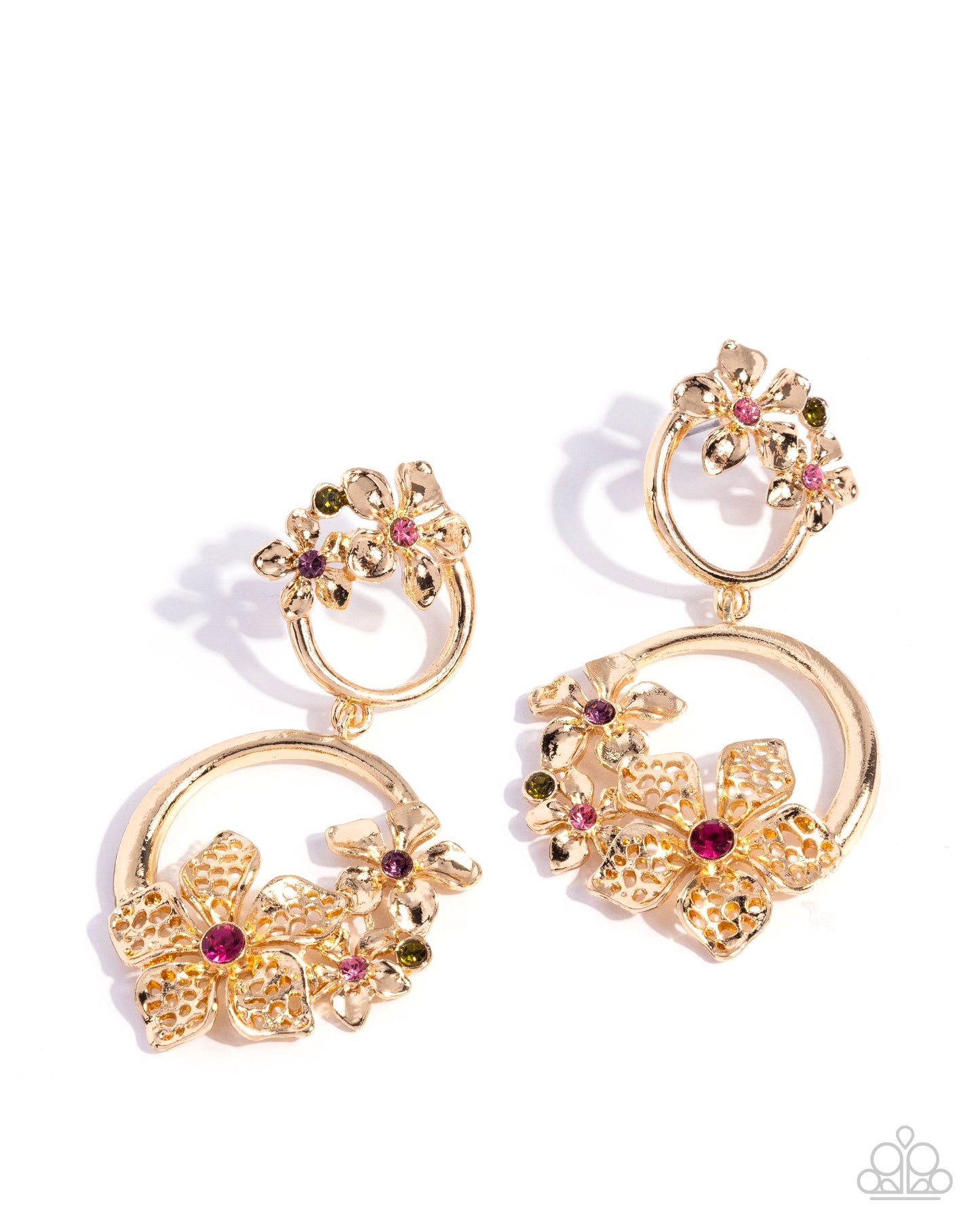 Fairy Freedom - Multi Rhinestone Gold Post Earrings - Paparazzi Accessories