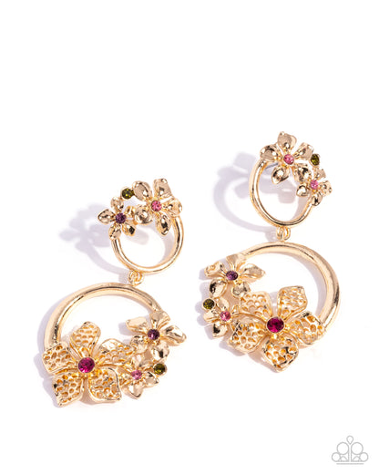 Fairy Freedom - Multi Rhinestone Gold Post Earrings - Paparazzi Accessories