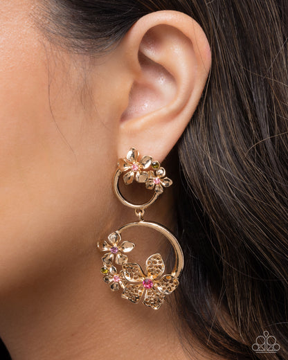 Fairy Freedom - Multi Rhinestone Gold Post Earrings - Paparazzi Accessories