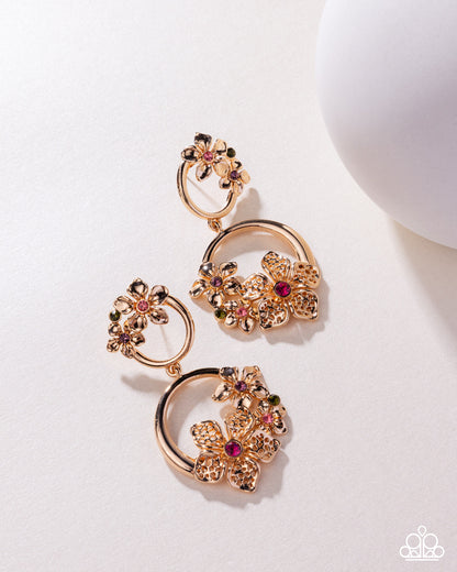 Fairy Freedom - Multi Rhinestone Gold Post Earrings - Paparazzi Accessories
