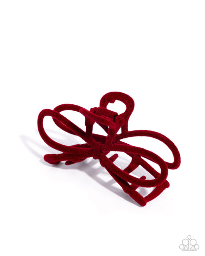 Merry BOW Round - Red Velvet Claw Clip - Paparazzi Accessories