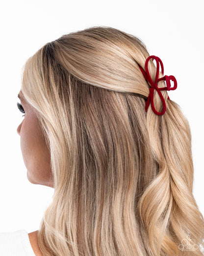 Merry BOW Round - Red Velvet Claw Clip - Paparazzi Accessories