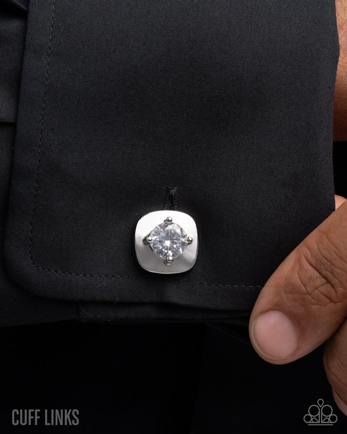 Emboldened Elegance - White Rhinestone Cuff Links - Paparazzi Accessories