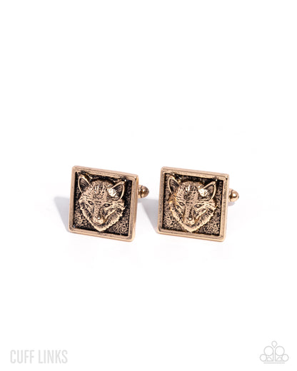 Alpha of the Pack - Gold Wolf Cuff Links - Paparazzi Accessories