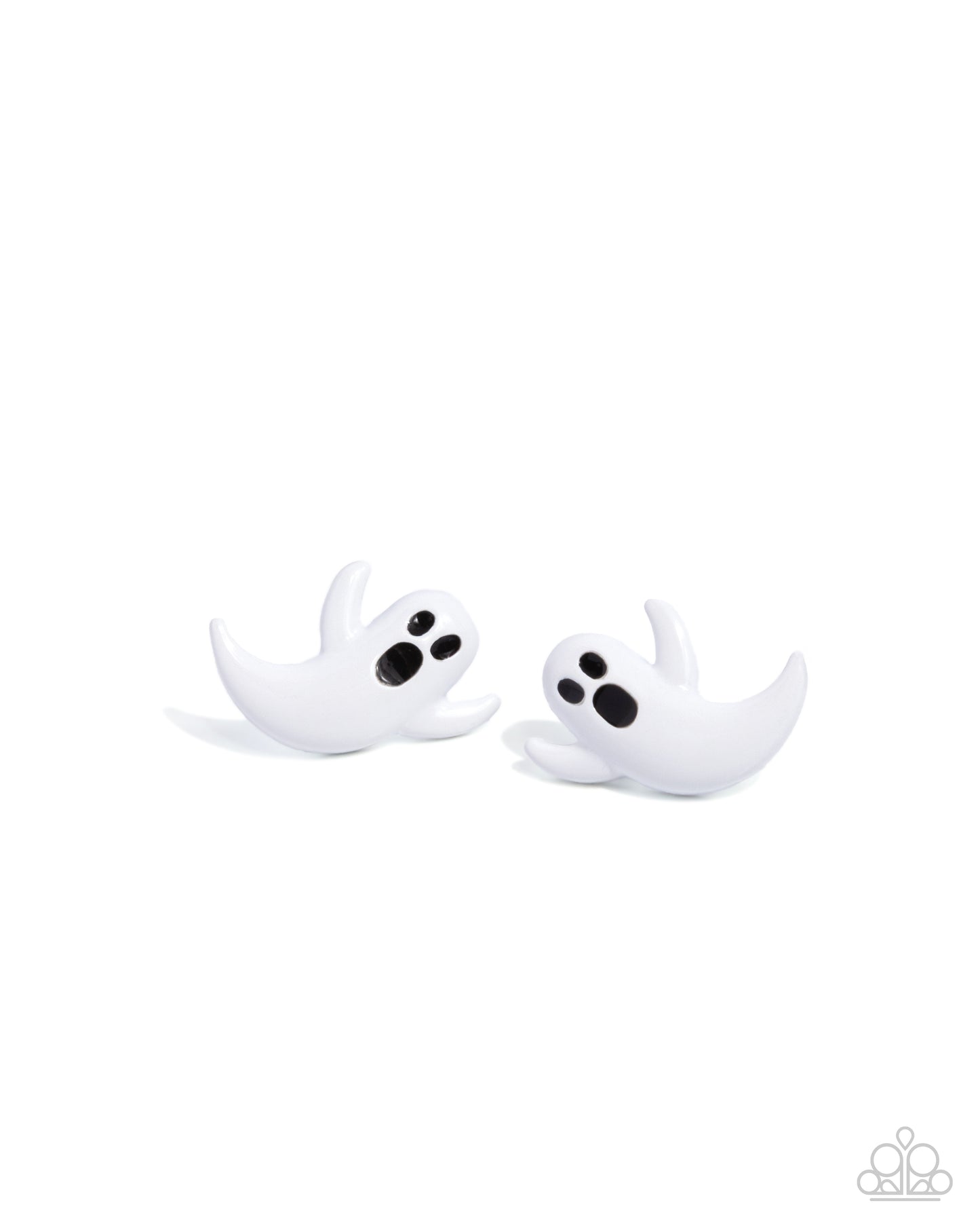 Ghost Hunter - White & Black Enamel Post Earrings - Paparazzi Accessories