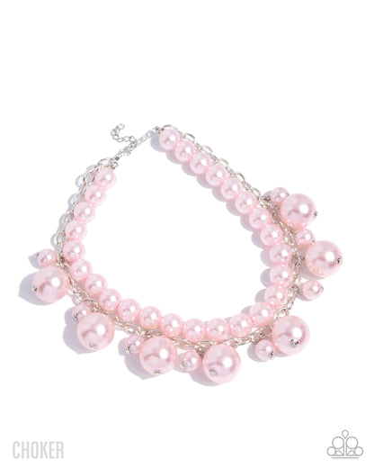 Sophisticated to the Max - Pink Pearl Stacked Necklace - Paparazzi Accessories