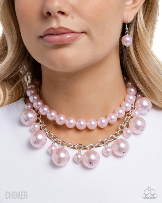 Sophisticated to the Max - Pink Pearl Stacked Necklace - Paparazzi Accessories