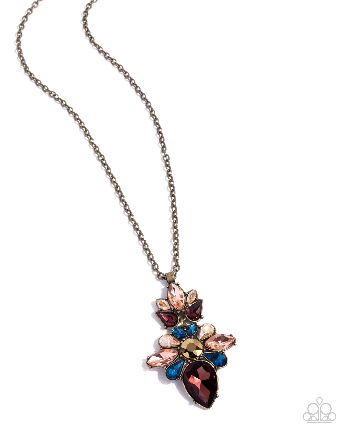 Elite Etiquette - Brass Gem Pendant Necklace - Paparazzi Accessories