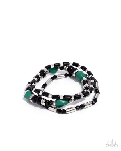 Canyon Caution - Green Bracelet Stack - Paparazzi accessories