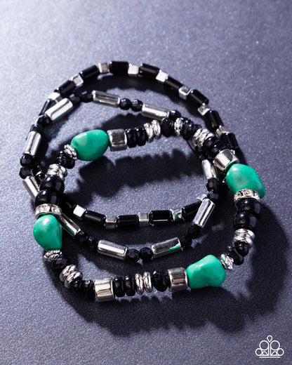 Canyon Caution - Green Bracelet Stack - Paparazzi accessories