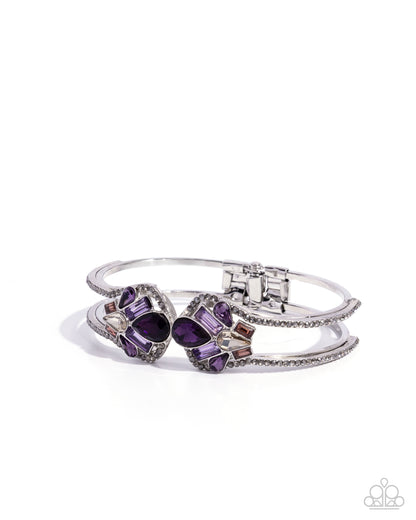 Cosmopolitan Catwalk - Purple Rhinestone, Silver Hinge Bracelet - Paparazzi Accessories