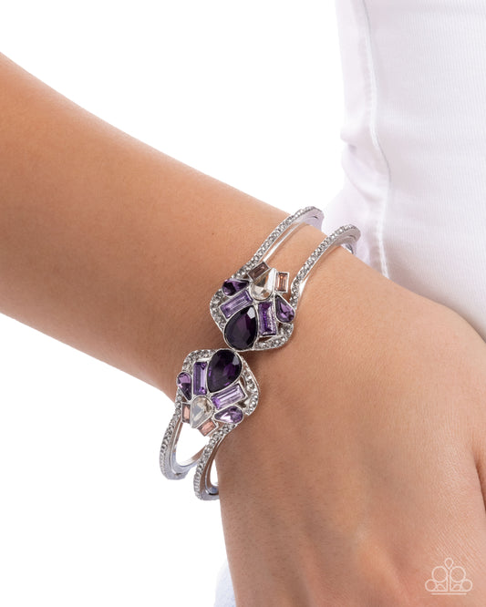 Cosmopolitan Catwalk - Purple Rhinestone, Silver Hinge Bracelet - Paparazzi Accessories