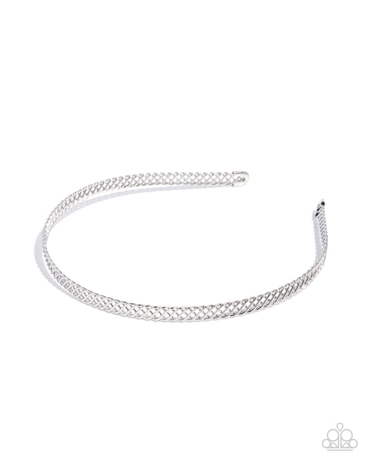 Braided Behavior - Silver Ribbon Curls Metal Headband - Paparazzi Accessories