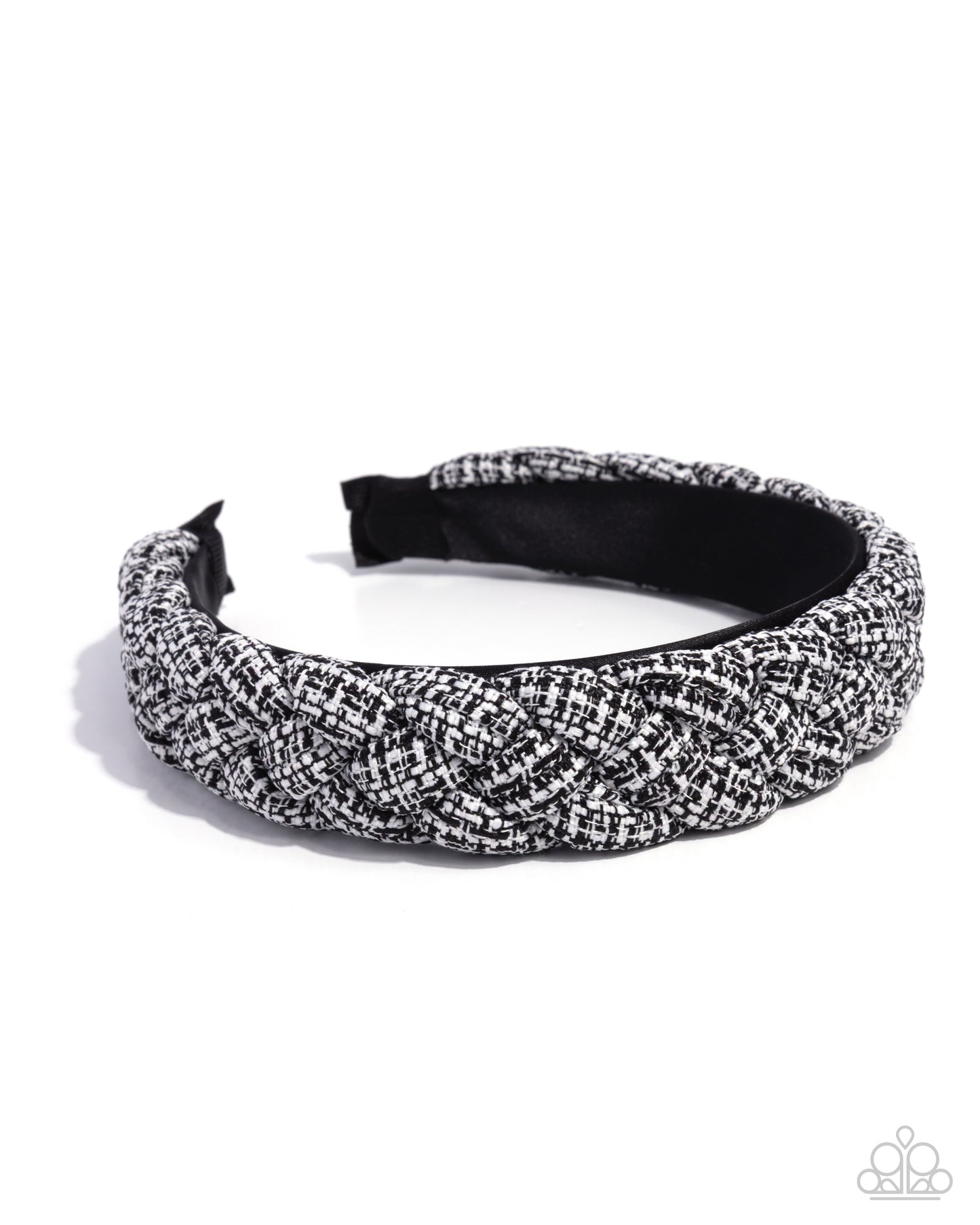 Braided Bombshell - Black Plaid Headband - Paparazzi Accessories