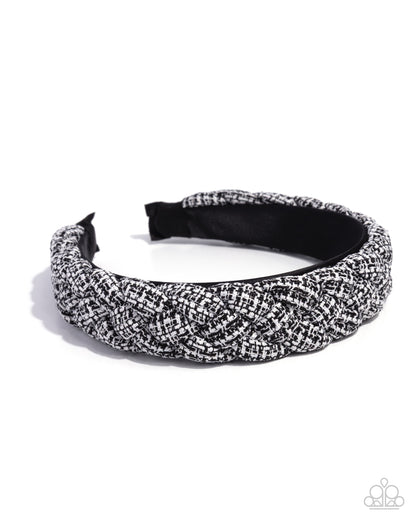 Braided Bombshell - Black Plaid Headband - Paparazzi Accessories