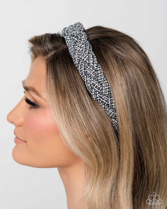 Braided Bombshell - Black Plaid Headband - Paparazzi Accessories